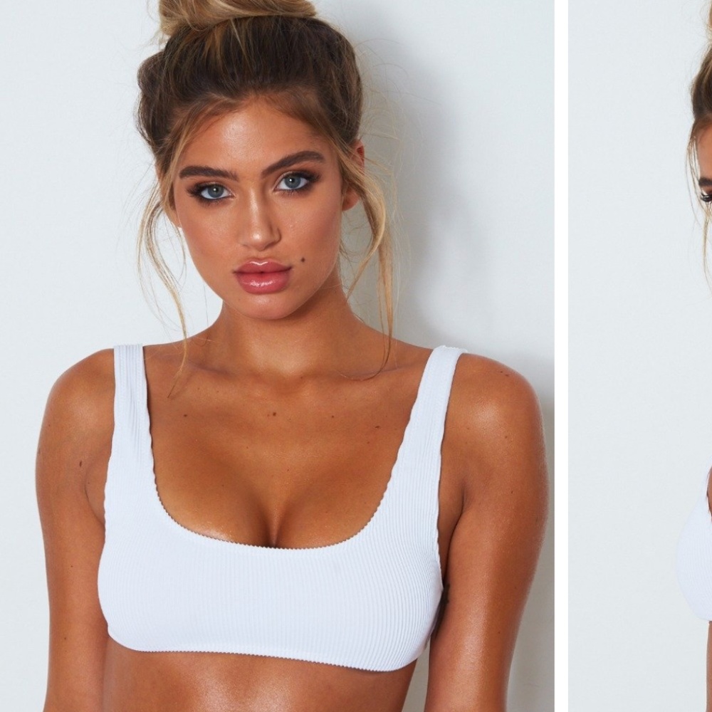 White Fox White Rib Bikini Top NWT